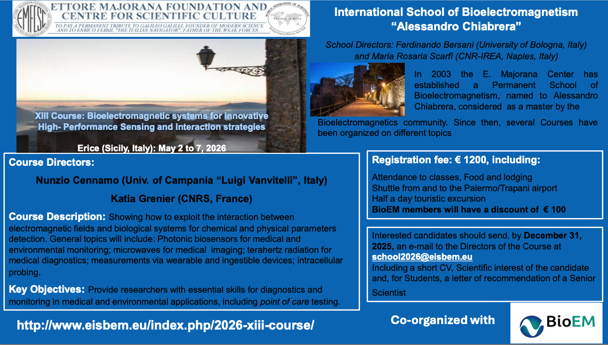 XIII Course: Bioelectromagnetic systems for innovative High Performance Sensing and Interaction strategies